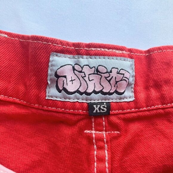 DIGITS 238 ROBO DENIM MEN'S ORANGE BAGGY STREETWEAR WIDE LEG JEANS - XS - Picture 3 of 12